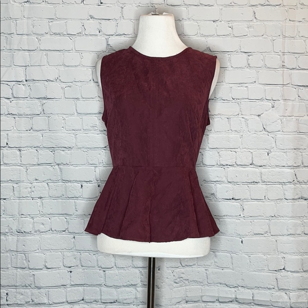Chic peplum wine red blouse